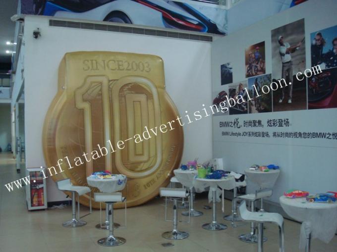 Fireproof Custom Shaped Balloons / Inflatable Advertising Helium Coin Shape for Trade Show